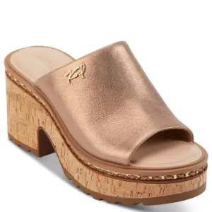 Karl Lagerfeld Gold and Silver Mules with Chunky Cork Sole