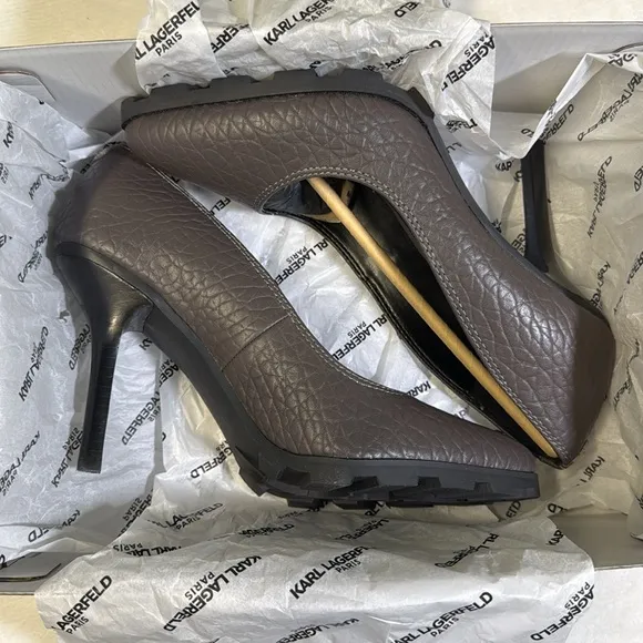Karl Lagerfeld Paris Women's Madelyn Slip On Pointed Toe Lug Sole Pump- 7.5M