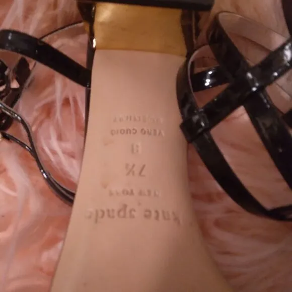 KATE SPADE ♠️ BLACK PATENT LEATHER STRAPPY HEELS SIZE 7.5B
