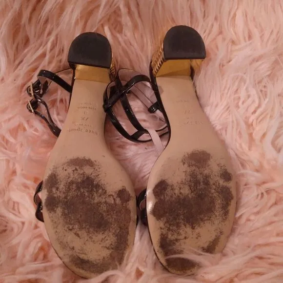 KATE SPADE ♠️ BLACK PATENT LEATHER STRAPPY HEELS SIZE 7.5B