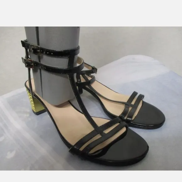 KATE SPADE ♠️ BLACK PATENT LEATHER STRAPPY HEELS SIZE 7.5B