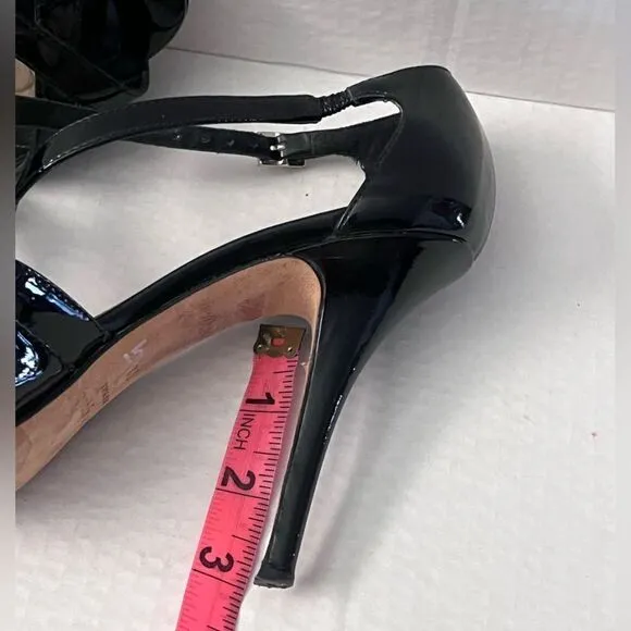 Kate Spade Lara Black Patent Strappy Heels 6.5 B