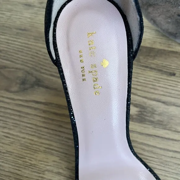 Kate Spade metallic leather isa heels black size 8.5