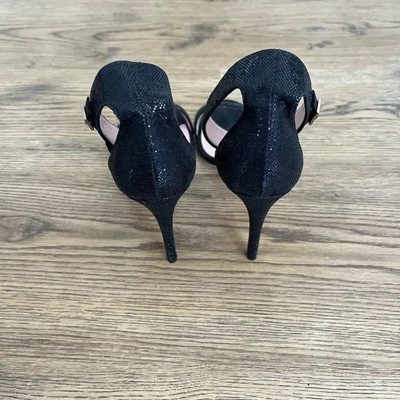 Kate Spade metallic leather isa heels black size 8.5