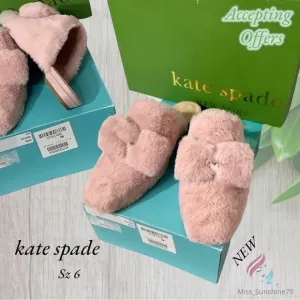 kate spade NEW - Sz 6 - Josie slippers - plush mules w/ mini heel 3/4”