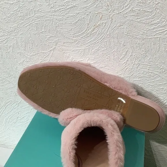 kate spade NEW - Sz 6 - Josie slippers - plush mules w/ mini heel 3/4”