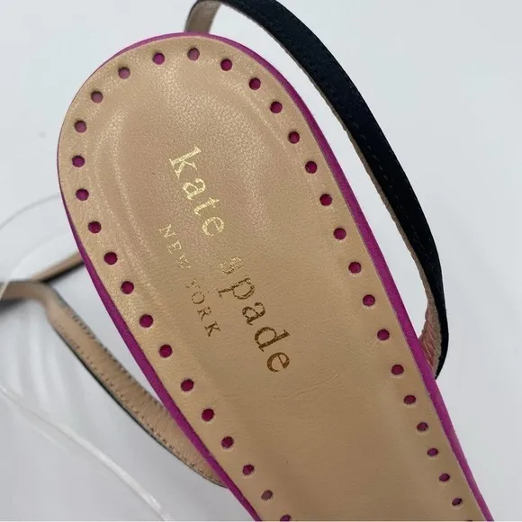 KATE SPADE NEW YORK PINK SATIN BOW STRAPPY SIZE 6 1/2 OPEN TOE 3” HEELS