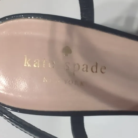 Kate Spade Womens High Heels Floral Black Patent Leather Peep Toe Platform sz 9