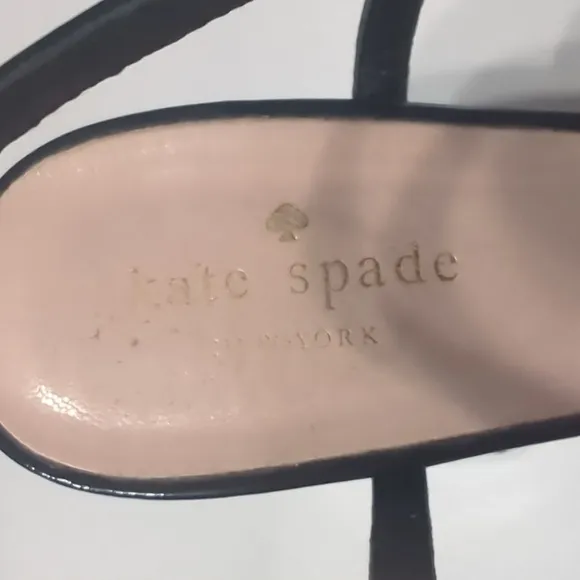 Kate Spade Womens High Heels Floral Black Patent Leather Peep Toe Platform sz 9