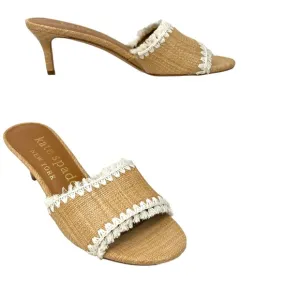 Kate Spade women's Sabine Raffia Woven Tassel Edge slide sandals size 7 Like New