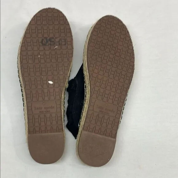 Kate Spade Black Suede Ruffled Espadrille Mules Size 7