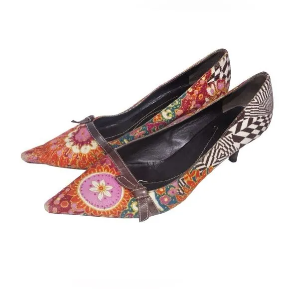Kate Spade Vintage Suede Pointed Toe Pattermed Pumps, Size 9.5
