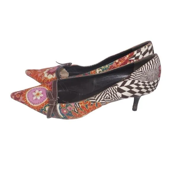 Kate Spade Vintage Suede Pointed Toe Pattermed Pumps, Size 9.5