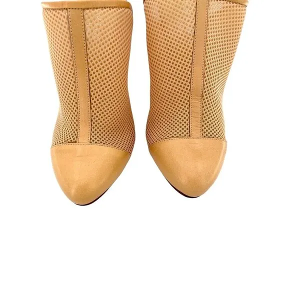 Katia Giannini Beige Leather and Mesh Mules Slip On Designer Pumps SZ 36 EU NIB