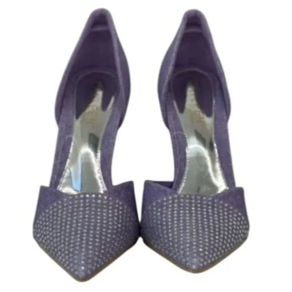 KAYLEEN / Net-26 / Purple / Rhinestone / Pointed-Toe High Heels / Elegant Formal