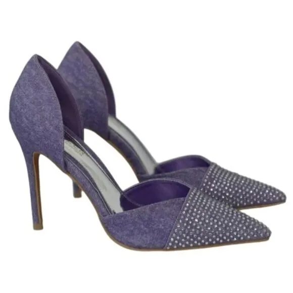 KAYLEEN / Net-26 / Purple / Rhinestone / Pointed-Toe High Heels / Elegant Formal