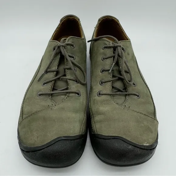 Keen Forest Green Leather Lace Up Trail Hiking Shoes Size 10