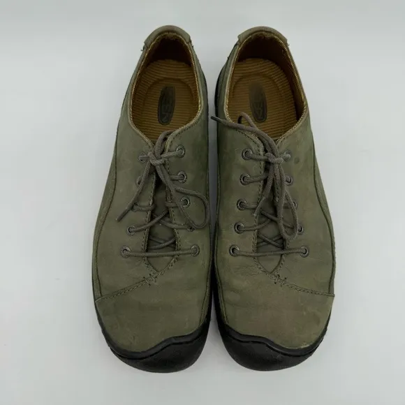 Keen Forest Green Leather Lace Up Trail Hiking Shoes Size 10