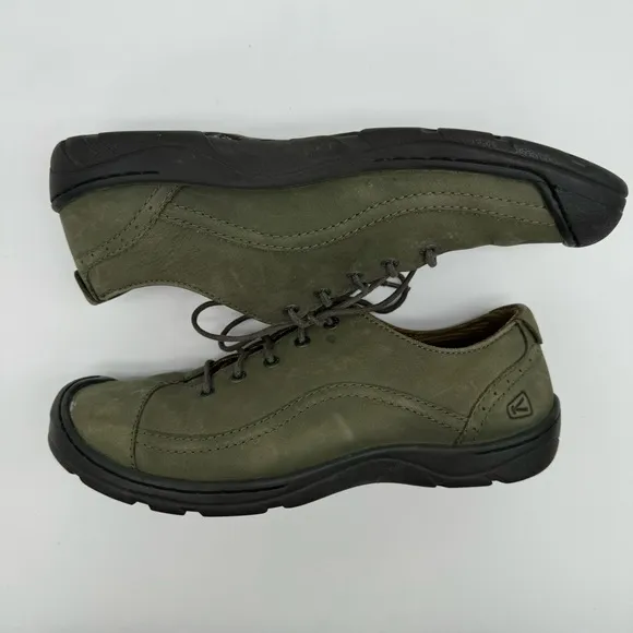 Keen Forest Green Leather Lace Up Trail Hiking Shoes Size 10