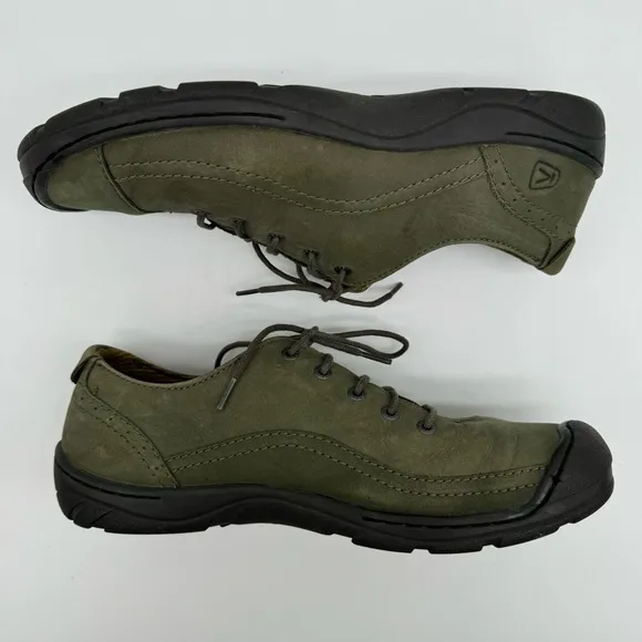 Keen Forest Green Leather Lace Up Trail Hiking Shoes Size 10