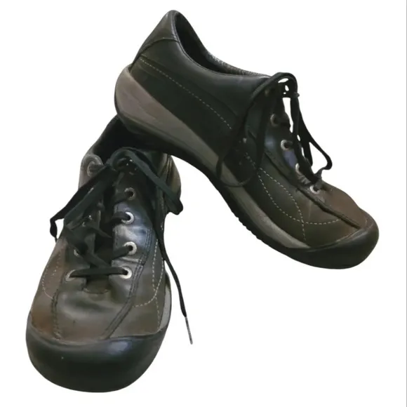KEEN Toyah Women's 6.5 black gray waterproof leather lace-up outdoors shoes