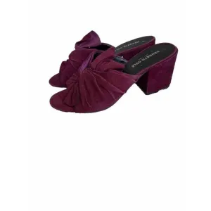 Kenneth Cole Mules Sandals Knot Suede Leather Vali 8.5 Violet Mauve Purple