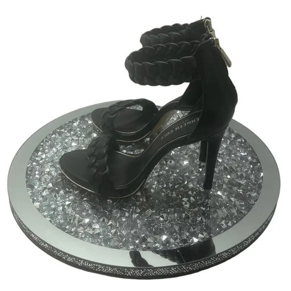 KENNETH COLE NEW YORK BROOKE LEATHER BRAIDED WOMENS BLACK HEELS SIZE 6  NWT
