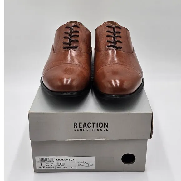 Kenneth Cole Reaction Kylar Oxfords Brown Lace Up Cap Toe Shoe Men's 7W