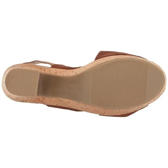 Kenneth Cole Reaction Tole Booth Brown Suede Block Heel Sandal Cork Platform 8.5