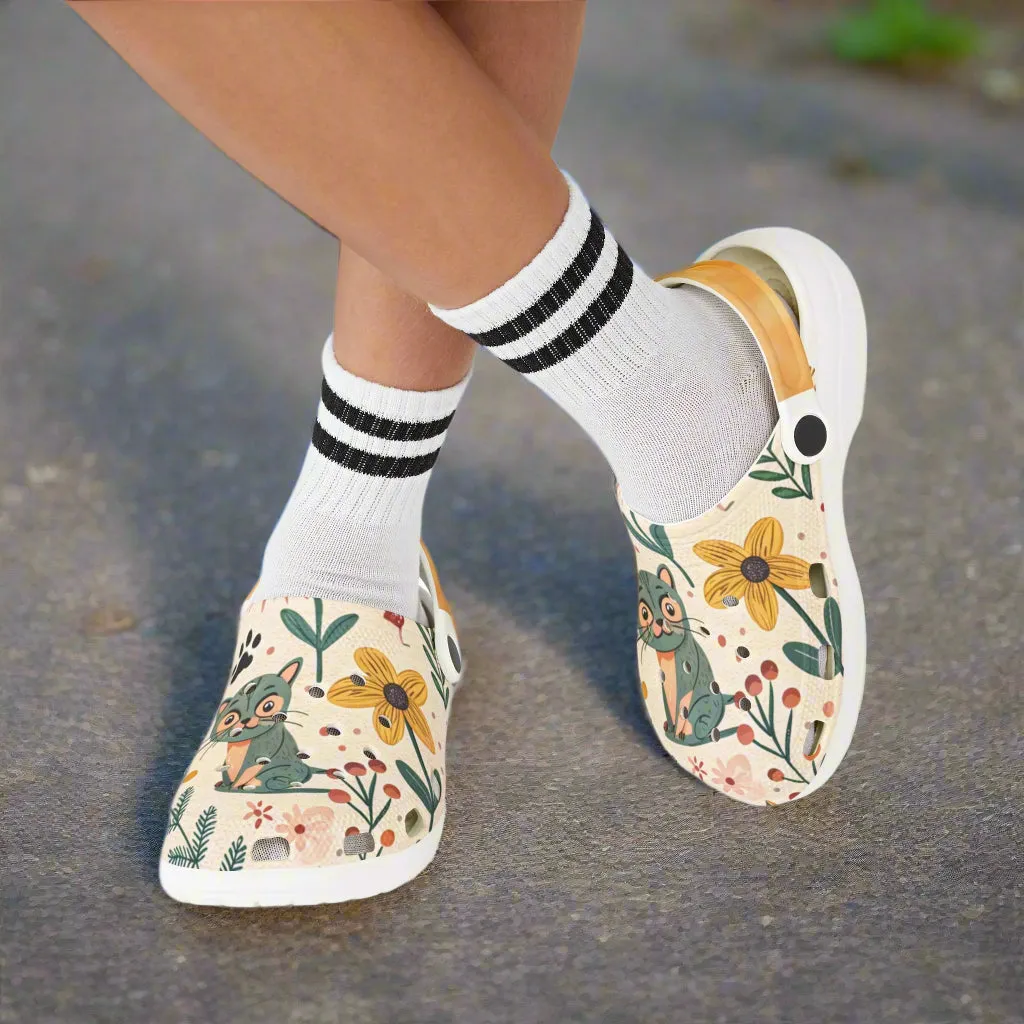 Kids' Nature-Inspired EVA Foam Clogs with Fun Cat Design