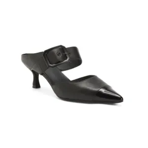 KOKO   PALENKI Black Leather Paloma Pointed Toe Heeled Mules