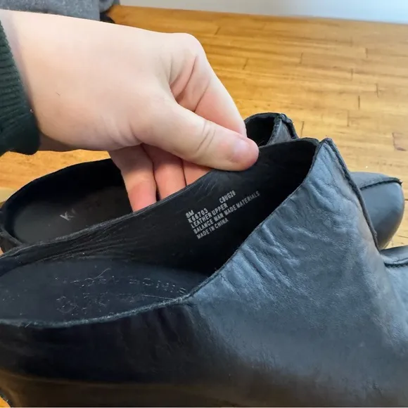Kork Ease Sagano Mules Black Leather Open Heel Slip Ons Size 8