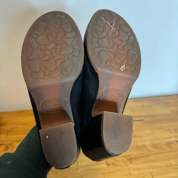 Kork Ease Sagano Mules Black Leather Open Heel Slip Ons Size 8