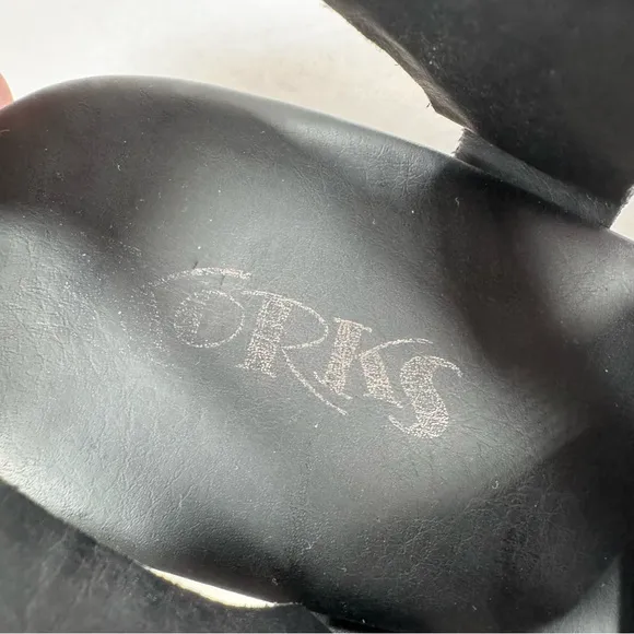 Korks Abloom Black Leather Studded Platform Heeled Clogs Women Size 11M