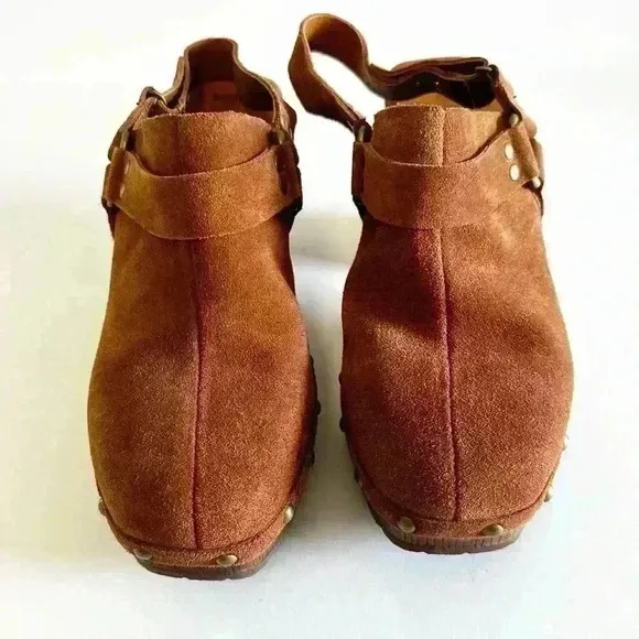 Korks brown suede‎ heeled clogs size 9M