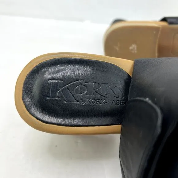 Korks by Kork Ease Cayleigh Black Leather Open Toe Mules