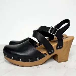 Korks Kork Ease Abloom Black Heeled Clog 10M