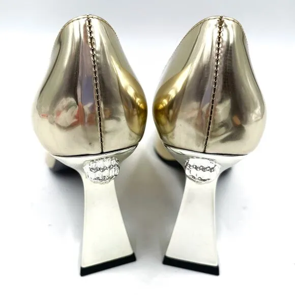 Kurt Geiger Stiletto Pumps Gold Leather Courts Pointed Toe Heels Sz 35.5 / 5.5