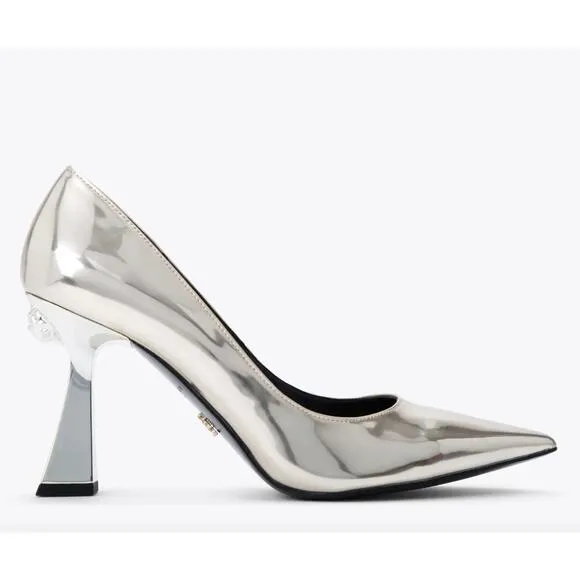 Kurt Geiger Stiletto Pumps Gold Leather Courts Pointed Toe Heels Sz 35.5 / 5.5