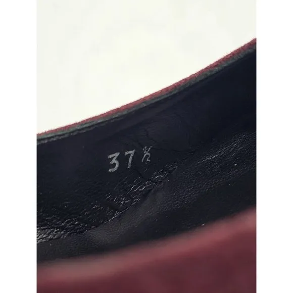 La Canadienne Burgundy Red Pointed Toe Suede Block Heels Women's Size 37.5 Italy