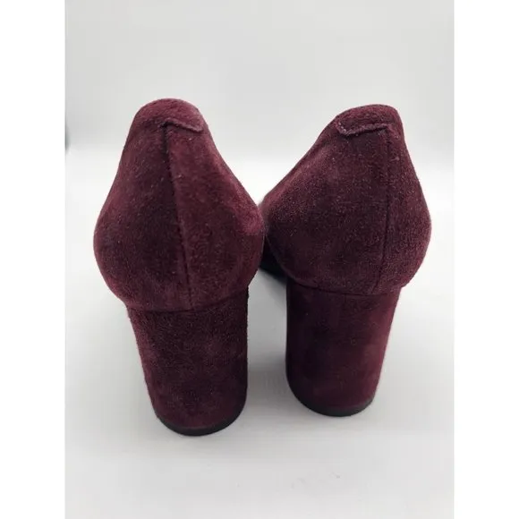La Canadienne Burgundy Red Pointed Toe Suede Block Heels Women's Size 37.5 Italy