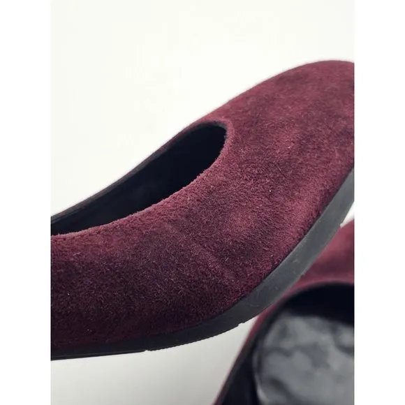 La Canadienne Burgundy Red Pointed Toe Suede Block Heels Women's Size 37.5 Italy