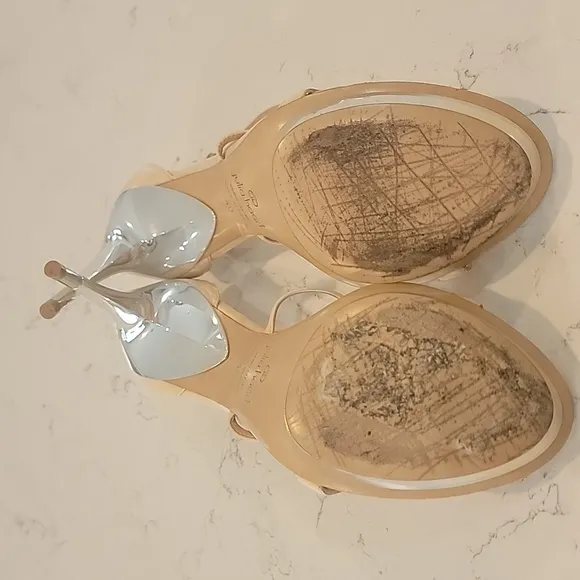 La Perla cream leather platform Stilleto heels sandal size 10