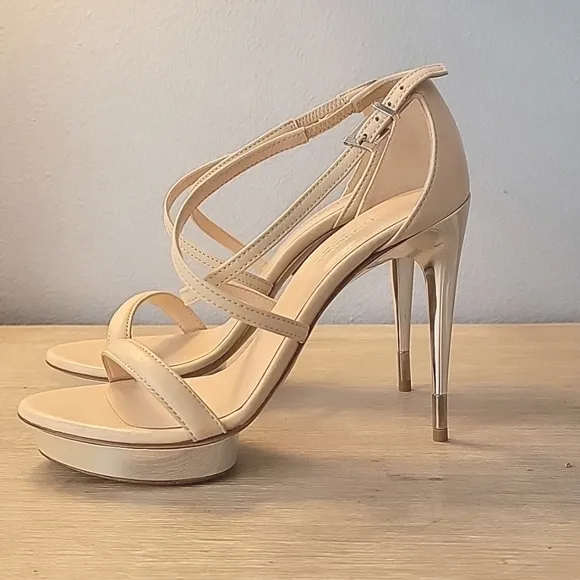 La Perla cream leather platform Stilleto heels sandal size 10