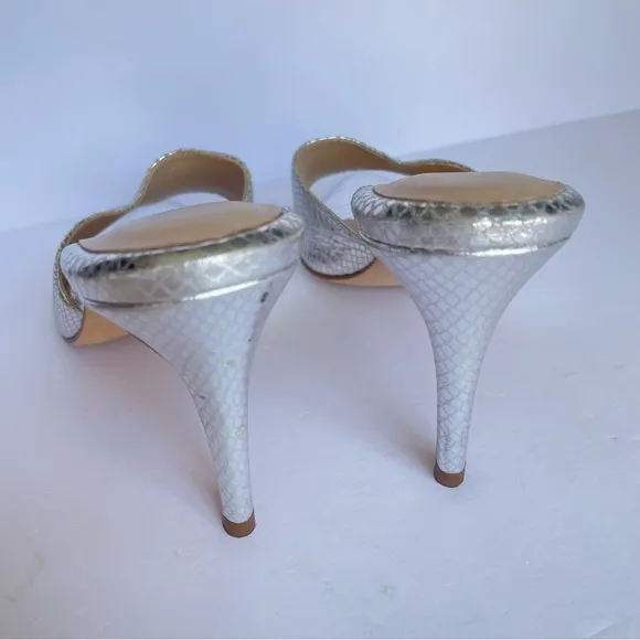 L’agence Lolita Open Toe Pointed Mules Heel Silver Lagence L Agence‎