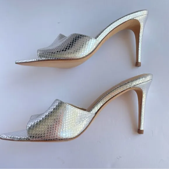 L’agence Lolita Open Toe Pointed Mules Heel Silver Lagence L Agence‎