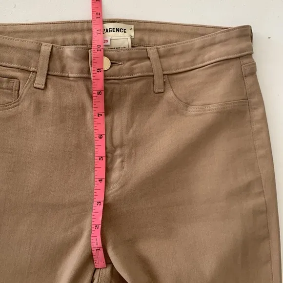 L'AGENCE Sabine High Rise Skinny Pants Ankle Zip Khaki Brown Size 29