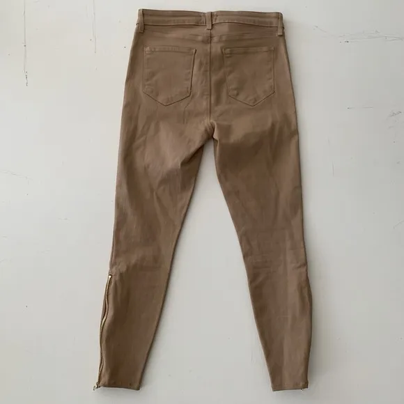 L'AGENCE Sabine High Rise Skinny Pants Ankle Zip Khaki Brown Size 29