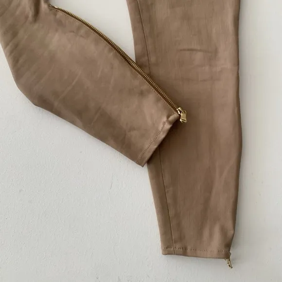 L'AGENCE Sabine High Rise Skinny Pants Ankle Zip Khaki Brown Size 29