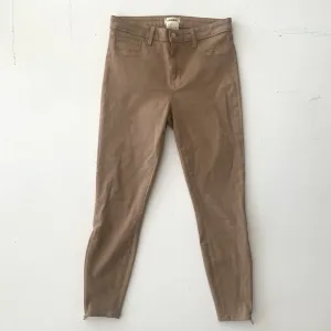 L'AGENCE Sabine High Rise Skinny Pants Ankle Zip Khaki Brown Size 29